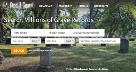 find a grave official site sc
